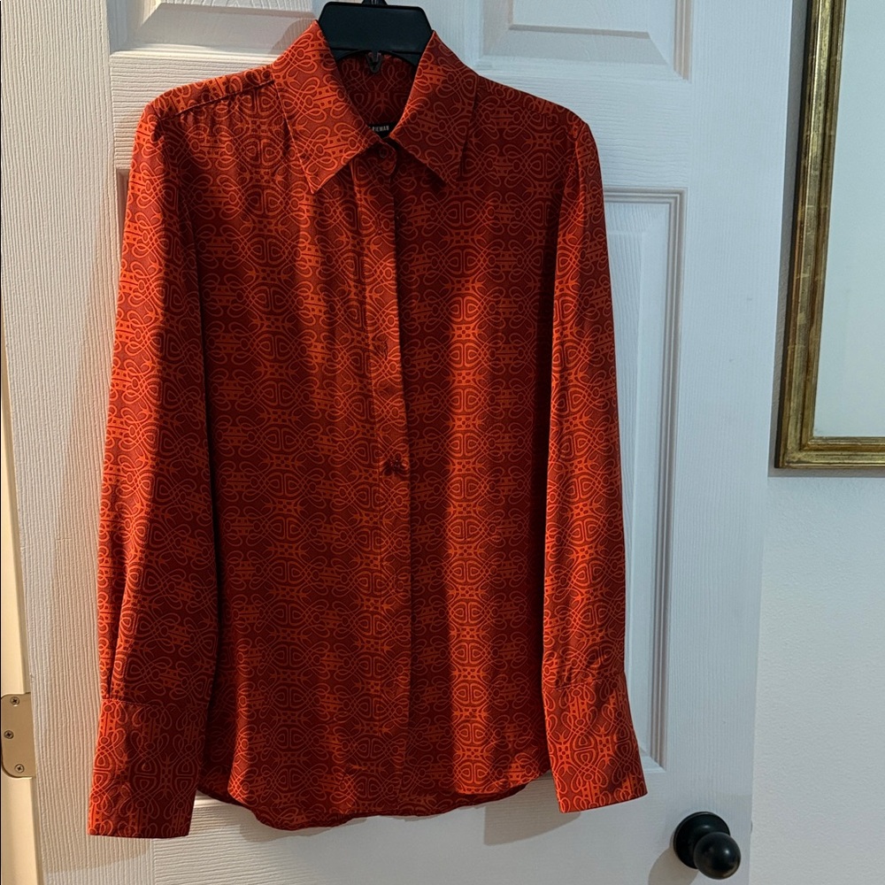 Elegant Red Patterned silk Shirt